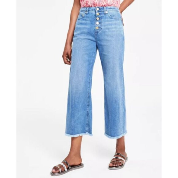 MICHAEL Michael Kors Women's Selma Button-Fly Cropped Jeans Blue Size 20W NWT - Picture 1 of 6